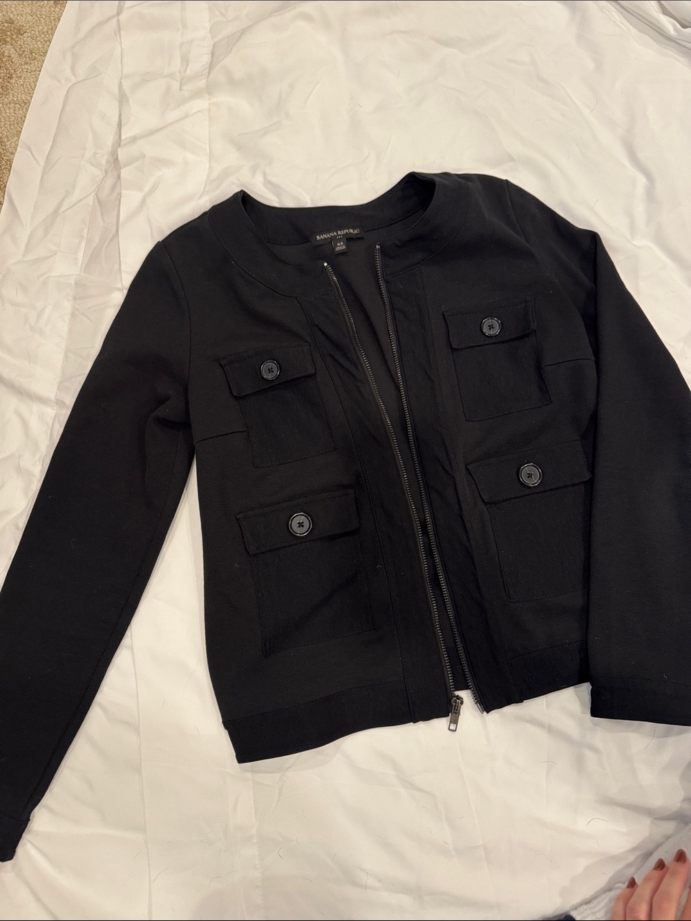Banana Republic Black Zip Pocket Blazer